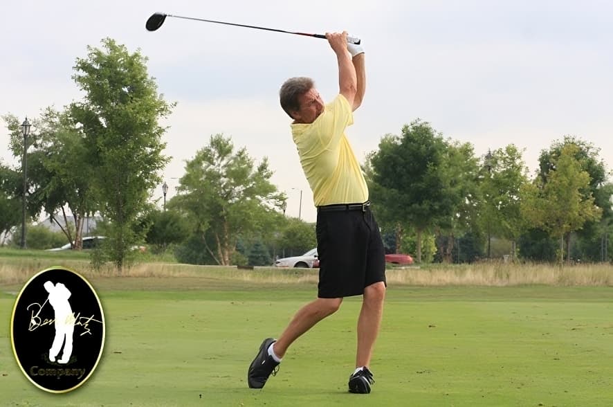 Ben Mutz Swinging a golf club.